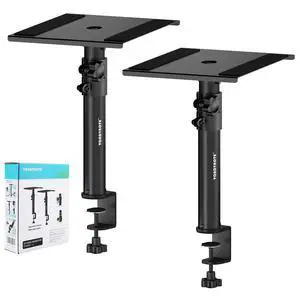Set of 2 Studio Monitor Stands Desktop Speaker Stands Height Adjustable 12" to 18" Speaker Stands with Desk Clamp Set of 2 Studio Monitor Stands Desktop Speaker Stands Height Adjustable 12" to 18" Speaker Stands with Desk Clamp