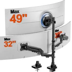 Triple Monitor Mount up to 49 inches,Heavy Duty 3 Monitor Desk Mount with Gas Spring, Fully Adjustable Triple Monitor Stand,C-Clamp & Grommet Base, Holds 44 lbs, Black Triple Monitor Mount up to 49 inches,Heavy Duty 3 Monitor Desk Mount with Gas Spring, Fully Adjustable Triple Monitor Stand,C-Clamp & Grommet Base, Holds 44 lbs, Black