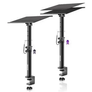 Studio Monitor Stands Clamp On Desktop Speaker Stand Pair, Heavy Duty Riser Tilt Height Adjustable, Universal Music Booth Desk Audio Mount Tray for Subwoofer Surround Sound Bookshelf Laptop Studio Monitor Stands Clamp On Desktop Speaker Stand Pair, Heavy Duty Riser Tilt Height Adjustable, Universal Music Booth Desk Audio Mount Tray for Subwoofer Surround Sound Bookshelf Laptop
