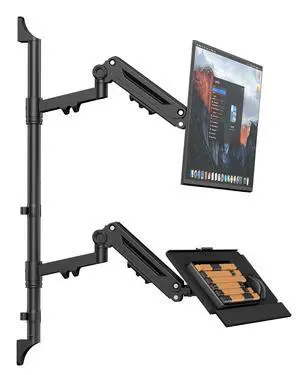 Wall Mount Monitor Arm with Keyboard Tray, Height Adjustable Full-Motion Spring Arm Wall Mount Workstation for 17 to 32 Inch Screen up to 26.4lbs, VESA 75x75/100x100mm Wall Mount Monitor Arm with Keyboard Tray, Height Adjustable Full-Motion Spring Arm Wall Mount Workstation for 17 to 32 Inch Screen up to 26.4lbs, VESA 75x75/100x100mm