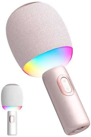 Wireless Bluetooth Karaoke Microphone, 5-in-1 Portable Handheld Mic Speaker with Dynamic Lights, Karaoke Microfono for Car Travel Home Party, Music Record, Duet Singing Gifts for Adults Kids (Pink) Wireless Bluetooth Karaoke Microphone, 5-in-1 Portable Handheld Mic Speaker with Dynamic Lights, Karaoke Microfono for Car Travel Home Party, Music Record, Duet Singing Gifts for Adults Kids (Pink)