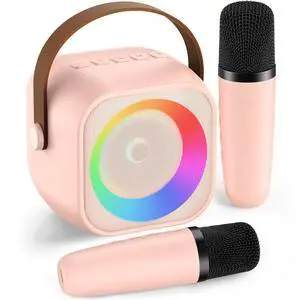 Karaoke Machine for Kids Adults, Mini Portable Bluetooth Karaoke Speaker with 2 Wireless Microphone and Lights, Christmas Birthday Gifts for Girls Ages 4, 5, 6, 7, 8, 9, 10, 12+ Family Home Party Karaoke Machine for Kids Adults, Mini Portable Bluetooth Karaoke Speaker with 2 Wireless Microphone and Lights, Christmas Birthday Gifts for Girls Ages 4, 5, 6, 7, 8, 9, 10, 12+ Family Home Party