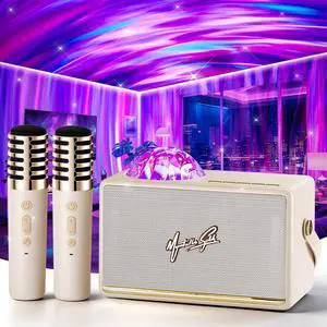 Karaoke Machine for Kids Adults Teen with Aurora Light Projector, 16-Color 2 Karaoke Microphone for Kids Mini Karaoke Machine,6 Voice Changer Teen Girl Gifts Speaker with Microphone Wireless Karaoke Machine for Kids Adults Teen with Aurora Light Projector, 16-Color 2 Karaoke Microphone for Kids Mini Karaoke Machine,6 Voice Changer Teen Girl Gifts Speaker with Microphone Wireless