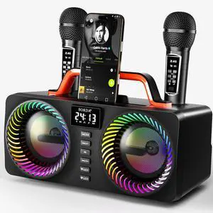 Karaoke Machine for Adults & Kids, Portable 80W Bluetooth Speaker - 2 Wireless Microphones, Echo Adjust, Support USB/AUX, for Outdoor/Indoor Gathering Party Gifts Karaoke Machine for Adults & Kids, Portable 80W Bluetooth Speaker - 2 Wireless Microphones, Echo Adjust, Support USB/AUX, for Outdoor/Indoor Gathering Party Gifts