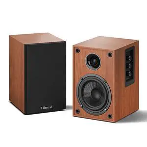 Powered Bluetooth 5.3 Bookshelf Speakers - 60W Record Player Speakers with 4" Carbon Fiber Woofer & USB-C/RCA Input, Wooden Monitor Speakers for Turntables, PC, TV, Gaming, Brown Powered Bluetooth 5.3 Bookshelf Speakers - 60W Record Player Speakers with 4" Carbon Fiber Woofer & USB-C/RCA Input, Wooden Monitor Speakers for Turntables, PC, TV, Gaming, Brown