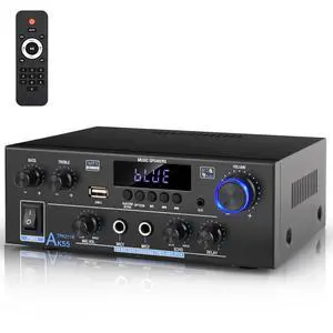 AK55 Stereo Audio Amplifier, 2 Channel 500W Bluetooth 5.0 Home Audio Stereo Receivers with FM, Echo, AUX, USB, SD, MIC, Optical & Coaxial Inputs, AMP for Passive Speakers and Active subwoofer AK55 Stereo Audio Amplifier, 2 Channel 500W Bluetooth 5.0 Home Audio Stereo Receivers with FM, Echo, AUX, USB, SD, MIC, Optical & Coaxial Inputs, AMP for Passive Speakers and Active subwoofer