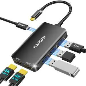 6-in-1 USB Hub (0.99FT), USB C to Dual HDMI Adapter 4K@60Hz, HDMI Splitter Extended Display for Dual Monitors with 100W PD Port, USB 2.0, Dual Monitor Adapter for MacBook Neo/Air/Pro, XPS, HP 6-in-1 USB Hub (0.99FT), USB C to Dual HDMI Adapter 4K@60Hz, HDMI Splitter Extended Display for Dual Monitors with 100W PD Port, USB 2.0, Dual Monitor Adapter for MacBook Neo/Air/Pro, XPS, HP
