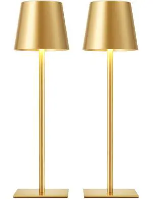 Gold Cordless Rechargeable Table Lamp, 2 Pack Portable Desk Lamp with 5000mAh Battery, Touch Control Stepless Dimming, Wireless Night Light for Dining, Outdoor Camping, Coffee Shop, Water Repellent Gold Cordless Rechargeable Table Lamp, 2 Pack Portable Desk Lamp with 5000mAh Battery, Touch Control Stepless Dimming, Wireless Night Light for Dining, Outdoor Camping, Coffee Shop, Water Repellent