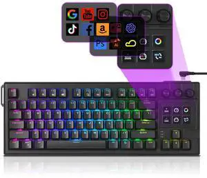 K87PRO TKL Mechanical Keyboard with 6 LCD Stream Control Keys & 3 Media Knobs Gasket Mount, Hot-Swappable RGB Gaming & Streaming Macro Keyboard for PC & Mac (Black) K87PRO TKL Mechanical Keyboard with 6 LCD Stream Control Keys & 3 Media Knobs Gasket Mount, Hot-Swappable RGB Gaming & Streaming Macro Keyboard for PC & Mac (Black)