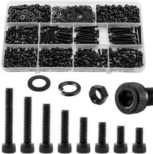 1000PCS M3 Screws Assortment Kit, M3x6/8/10/12/16/20/25/30 mm Hex Socket Head Cap Bolts with Nuts & Washers, 12.9 Grade Alloy Steel, Anti-Rust for 3D Printer & DIY 1000PCS M3 Screws Assortment Kit, M3x6/8/10/12/16/20/25/30 mm Hex Socket Head Cap Bolts with Nuts & Washers, 12.9 Grade Alloy Steel, Anti-Rust for 3D Printer & DIY