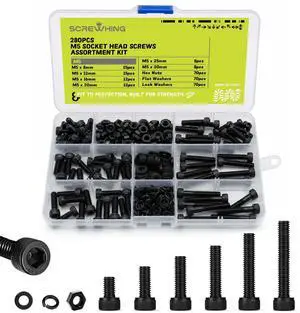 280PCS M5 Hex Socket Cap Screw Assortment Kit, 12.9 Grade Alloy Steel Socket Head Cap Screws with Nuts, Flat & Lock Washers, M5 Machine Screw Set (8mm-30mm) for 3D Printer, Electronics, DIY 280PCS M5 Hex Socket Cap Screw Assortment Kit, 12.9 Grade Alloy Steel Socket Head Cap Screws with Nuts, Flat & Lock Washers, M5 Machine Screw Set (8mm-30mm) for 3D Printer, Electronics, DIY