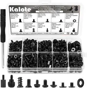 522Pcs Computer Screws Kit with Screwdriver, Black Carbon Steel 522Pcs Computer Screws Kit with Screwdriver, Black Carbon Steel