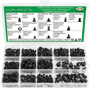 516PCS Computer Screws Assortment Kit, 6-32 Male to M3 Female Carbon Steel Black Zinc Plated Motherboard Standoffs Screws for 2.5''SSD Hard Drive Fan Power Graphics Chassis CD-ROM Computer ATX Case 516PCS Computer Screws Assortment Kit, 6-32 Male to M3 Female Carbon Steel Black Zinc Plated Motherboard Standoffs Screws for 2.5''SSD Hard Drive Fan Power Graphics Chassis CD-ROM Computer ATX Case