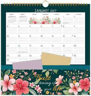 2027 Wall Calendar - Pocket Calendar, 11.2" x 11.2", 2027 Calendar with Pockets, Jan. 2027 - Dec. 2027, Wall Calendar 12 Month, Calendars for Office School Home - 12 Different Floral 2027 Wall Calendar - Pocket Calendar, 11.2" x 11.2", 2027 Calendar with Pockets, Jan. 2027 - Dec. 2027, Wall Calendar 12 Month, Calendars for Office School Home - 12 Different Floral
