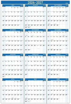 2026-2027 Yearly Wall Calendar - Jul 2026 - Jun 2027, 22.8" x 34.4" (Open), 2026-2027 Wall Calendar, Premium Paper, Double-Sided Small Round Sticks, Blue 2026-2027 Yearly Wall Calendar - Jul 2026 - Jun 2027, 22.8" x 34.4" (Open), 2026-2027 Wall Calendar, Premium Paper, Double-Sided Small Round Sticks, Blue