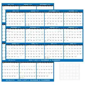 24"x36" Large Academic Wall Calendar 2026-2027, Jul 2026 - Jun 2027, 12 Months Reversible Yearly Planner, Wet & Dry Erase Laminated Erasable Large Calendar, Vertical/Horizontal Reversible 24"x36" Large Academic Wall Calendar 2026-2027, Jul 2026 - Jun 2027, 12 Months Reversible Yearly Planner, Wet & Dry Erase Laminated Erasable Large Calendar, Vertical/Horizontal Reversible