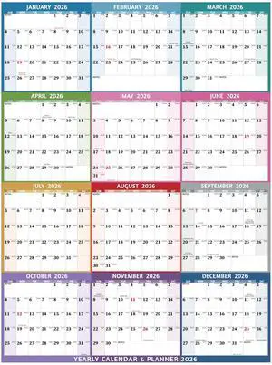 Yearly Wall Calendar 2026 - Large Yearly Calendar 2026 Vetical, Jan 2026 - Dec 2026, 33.7" x 45.1" (Open), 2026 Calendar, Large Wall Calendar 2026, Full Year Paper Calendar with Notes, Thicker Paper Yearly Wall Calendar 2026 - Large Yearly Calendar 2026 Vetical, Jan 2026 - Dec 2026, 33.7" x 45.1" (Open), 2026 Calendar, Large Wall Calendar 2026, Full Year Paper Calendar with Notes, Thicker Paper