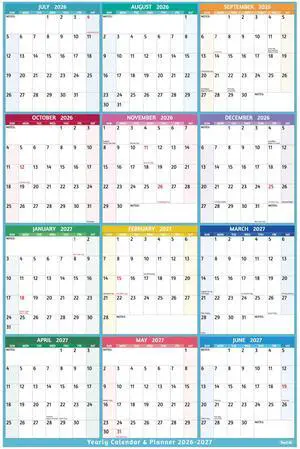 Yearly Wall Calendar 2026-2027 - Large Yearly Calendar Vertical, Jul 2026 - Jun 2027, 25.2" x 38.2" (Open), Calendar 2026-2027, Large Wall Calendar, Full Year Paper Calendar with Notes, Thicker Paper Yearly Wall Calendar 2026-2027 - Large Yearly Calendar Vertical, Jul 2026 - Jun 2027, 25.2" x 38.2" (Open), Calendar 2026-2027, Large Wall Calendar, Full Year Paper Calendar with Notes, Thicker Paper