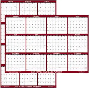 24" x 36"2027 Wall Calendar Erasable Large Wet & Dry Erase Laminated 12 Month Annual Yearly Wall Planner, Reversible, Horizontal/Vertical, Burgundy 24" x 36"2027 Wall Calendar Erasable Large Wet & Dry Erase Laminated 12 Month Annual Yearly Wall Planner, Reversible, Horizontal/Vertical, Burgundy