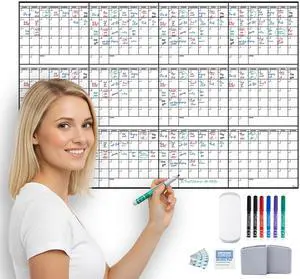 Yearly Large Dry Erase Calendar for Wall 24x36, for Year Family 12 Month, Undated Big Erasable Office, Rolled Whiteboard White Board, Classroom Annual Calendar Planner Dry Erase 36x24 Wall Reusable Yearly Large Dry Erase Calendar for Wall 24x36, for Year Family 12 Month, Undated Big Erasable Office, Rolled Whiteboard White Board, Classroom Annual Calendar Planner Dry Erase 36x24 Wall Reusable