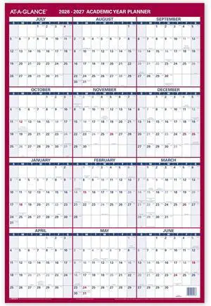 Dry Erase Calendar 2026-2027 Academic & Regular Year Wall Planner, 12-Month, 24" x 36", Double Sided, Vertical (PM210S28) Dry Erase Calendar 2026-2027 Academic & Regular Year Wall Planner, 12-Month, 24" x 36", Double Sided, Vertical (PM210S28)