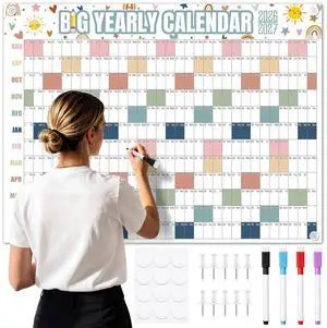 2026-2027 Dry Erase Wall Calendar Large 33'' x 44'' Big Academic Yearly Calendars for Wall Includes Laminated Calendar and Pins Marker for Schedule Planner Classrooms Home Office(Boho) 2026-2027 Dry Erase Wall Calendar Large 33'' x 44'' Big Academic Yearly Calendars for Wall Includes Laminated Calendar and Pins Marker for Schedule Planner Classrooms Home Office(Boho)