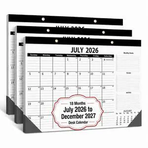 Desk Calendar 2026-2027-3 Pack-18-Month Calendar 2026-2027 (July 2026 - Dec 2027), 17" x 12" with Thick 120g Paper for Home & Office Desk Calendar 2026-2027-3 Pack-18-Month Calendar 2026-2027 (July 2026 - Dec 2027), 17" x 12" with Thick 120g Paper for Home & Office