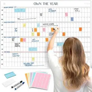 Undated Giant Wall Calendar | 4ft x 3ft Full-Year Dry Erase Planner Start Anytime, Own The Year Jumbo Whiteboard Wall Calendar, Includes Markers, Stickers & Mounting Kit, for Home or Office Undated Giant Wall Calendar | 4ft x 3ft Full-Year Dry Erase Planner Start Anytime, Own The Year Jumbo Whiteboard Wall Calendar, Includes Markers, Stickers & Mounting Kit, for Home or Office