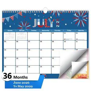 Academic Wall Calendar 2026-2029, 36 Months Running from Jun. 2026 to May. 2029, 14" X 11" Paper Hanging Planner Wall with Thick Paper for Office Home Planning & Organizing Academic Wall Calendar 2026-2029, 36 Months Running from Jun. 2026 to May. 2029, 14" X 11" Paper Hanging Planner Wall with Thick Paper for Office Home Planning & Organizing