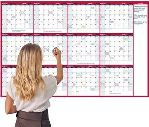 Large Dry Erase Calendar for Wall - Yearly Wall Calendar Dry Erase, 58" x 37" Undated Dry Erase Calendar, Great Layout Wall Planner with 15 Round Stickers for Home, Office and Classroom Large Dry Erase Calendar for Wall - Yearly Wall Calendar Dry Erase, 58" x 37" Undated Dry Erase Calendar, Great Layout Wall Planner with 15 Round Stickers for Home, Office and Classroom