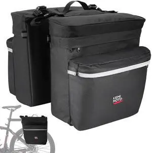 Bike Bag Panniers with Rain Cover, 34L Waterproof Bicycle Saddle Bag for Rear Rack Mountain Biking Bags Storage, Ebike Accessories for Commuter Grocery Shopping Travel Carrier, Black Bike Bag Panniers with Rain Cover, 34L Waterproof Bicycle Saddle Bag for Rear Rack Mountain Biking Bags Storage, Ebike Accessories for Commuter Grocery Shopping Travel Carrier, Black
