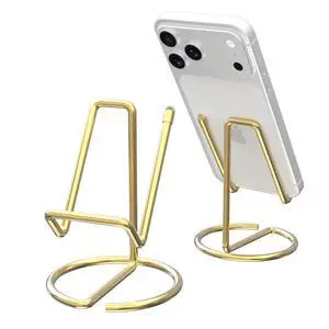 Metal Cell Phone Stand for Desk, Cute One-Piece Phone Holder, Stable Desktop Display Dock for iPhone, iPad, Samsung, Tablets & All Mobile Phones, Gold Metal Cell Phone Stand for Desk, Cute One-Piece Phone Holder, Stable Desktop Display Dock for iPhone, iPad, Samsung, Tablets & All Mobile Phones, Gold