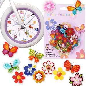 Bike Wheel Spoke Decorations 24 Clip-On Flower & Butterfly Accessories Fun Bicycle Spoke Decorations for Kids, Girls, Toddlers Easy Snap-On, Colorful Bike Gifts Bike Wheel Spoke Decorations 24 Clip-On Flower & Butterfly Accessories Fun Bicycle Spoke Decorations for Kids, Girls, Toddlers Easy Snap-On, Colorful Bike Gifts