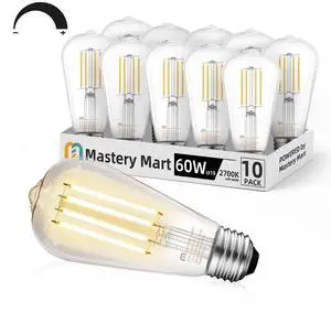 10 Pack Vintage Edison Bulbs, E26 Led Bulb 5.5W Equivalent to 60W, Dimmable, 2700K Soft White, High Brightness Antique ST19, Clear Glass 10 Pack Vintage Edison Bulbs, E26 Led Bulb 5.5W Equivalent to 60W, Dimmable, 2700K Soft White, High Brightness Antique ST19, Clear Glass