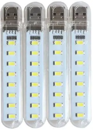 USB Light,Night Light Plug in,Small Led Light Stick with 8 Lamp Beads for Power Brick/Portable Power Station(Pack of 4)(White) USB Light,Night Light Plug in,Small Led Light Stick with 8 Lamp Beads for Power Brick/Portable Power Station(Pack of 4)(White)