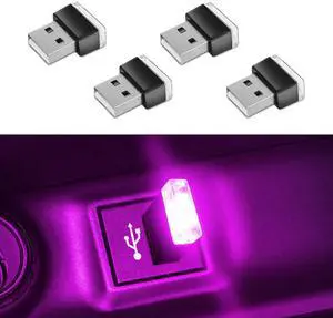 4PCS USB LED Car Interior Atmosphere Lamp, Plug-in USB Interface Decor Lighting Kit, Portable Mini LED Ambient Night Light, Universal Car Accessories Ambient Light (Purple) 4PCS USB LED Car Interior Atmosphere Lamp, Plug-in USB Interface Decor Lighting Kit, Portable Mini LED Ambient Night Light, Universal Car Accessories Ambient Light (Purple)