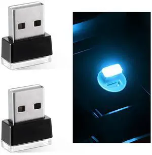 2 PCS USB LED Car Interior Atmosphere Lamp, Plug-in USB Interface Trunk Ambient Light LED Decoration, Mini Portable Interior Night Lighting Kit for Most Vehicles (Ice Blue) 2 PCS USB LED Car Interior Atmosphere Lamp, Plug-in USB Interface Trunk Ambient Light LED Decoration, Mini Portable Interior Night Lighting Kit for Most Vehicles (Ice Blue)