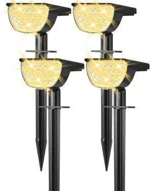 Solar Lights Outdoor Waterproof IP65, Solar Powered 76 LED 3 Lighting Modes Solar Spot Lights Outdoor for Yard Garden Landscape Pathway (Warm White, 4 Pack) Solar Lights Outdoor Waterproof IP65, Solar Powered 76 LED 3 Lighting Modes Solar Spot Lights Outdoor for Yard Garden Landscape Pathway (Warm White, 4 Pack)