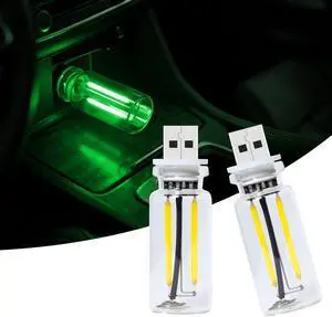 2 Packs USB Light for Car, Touch Dimmable Car Interior Ambient Lights - Portable Mini USB LED Light Bulb, Retro Glass Bottle Night Light for Vehicle, Bedroom, Hallway, Camping(Green) 2 Packs USB Light for Car, Touch Dimmable Car Interior Ambient Lights - Portable Mini USB LED Light Bulb, Retro Glass Bottle Night Light for Vehicle, Bedroom, Hallway, Camping(Green)