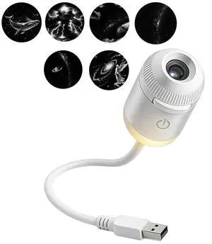2-in-1 Galaxy Projector Night Light, USB Starry Sky Night Light, Mini LED Nightlight Wall Lamp for Kids & Adults, Projector Adjustable Brightness 360 Rotation, ABS Silicone, White 2-in-1 Galaxy Projector Night Light, USB Starry Sky Night Light, Mini LED Nightlight Wall Lamp for Kids & Adults, Projector Adjustable Brightness 360 Rotation, ABS Silicone, White