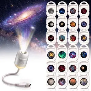 2-in-1 Galaxy Projector Night Light,USB Star Projector with Adjustable Brightness, Mini LED Projection Lamp for Bedroom Ceiling Wall Room Decor (24 Projection Films) 2-in-1 Galaxy Projector Night Light,USB Star Projector with Adjustable Brightness, Mini LED Projection Lamp for Bedroom Ceiling Wall Room Decor (24 Projection Films)