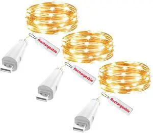 Rechargeable Fairy Lights - 7ft 20 LED String Lights, USB Rechargeable Battery Operated Twinkle Light for Mason Jars Wedding Decor Centerpiece Table Decorations Christmas Rechargeable Fairy Lights - 7ft 20 LED String Lights, USB Rechargeable Battery Operated Twinkle Light for Mason Jars Wedding Decor Centerpiece Table Decorations Christmas