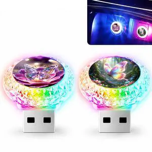 2 Pcs Butterfly USB LED Car Interior Atmosphere Lamp, Portable Multi-Color Mini LED Night Light Auto Lighting, Universal Vehicle Interior Decor Car Accessories Butterflies Gifts for Women Men 2 Pcs Butterfly USB LED Car Interior Atmosphere Lamp, Portable Multi-Color Mini LED Night Light Auto Lighting, Universal Vehicle Interior Decor Car Accessories Butterflies Gifts for Women Men