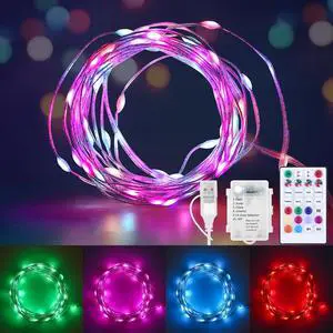 Battery Operated Fairy Lights Color Changing String Light with Remote, 16.4FT 1-Pack Twinkle LED Lights USB Plug or Battery Powered, Outdoor Christmas Decorations for Bedroom Party Indoor Battery Operated Fairy Lights Color Changing String Light with Remote, 16.4FT 1-Pack Twinkle LED Lights USB Plug or Battery Powered, Outdoor Christmas Decorations for Bedroom Party Indoor