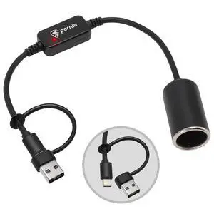 USB to Cigarette Lighter Adapter, 35cm Cable, USB A & C Input 5V, 12V Car Cigarette Lighter Socket Output, Power Converter for Dash Cam, GPS, LED Lights& More(12W Max) USB to Cigarette Lighter Adapter, 35cm Cable, USB A & C Input 5V, 12V Car Cigarette Lighter Socket Output, Power Converter for Dash Cam, GPS, LED Lights& More(12W Max)