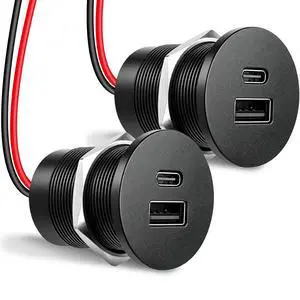 12V USB Outlet Wired USBC Charger Mini Size, All Aluminum PD3.0 Type C 30W and QC 3.0 Type A 18W Car Dual Port Socket Fast Charging Station,Cigarette Lighter Replacement for Car Internal (2 PACK) 12V USB Outlet Wired USBC Charger Mini Size, All Aluminum PD3.0 Type C 30W and QC 3.0 Type A 18W Car Dual Port Socket Fast Charging Station,Cigarette Lighter Replacement for Car Internal (2 PACK)