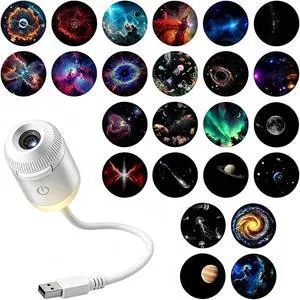 2-in-1 Galaxy Projector Night Light, Portable Galaxy Projector for Bedroom with 24 Sliding Projection Films, USB Starry Night Light, Mini LED Wall Lamp for Indoor Decor 2-in-1 Galaxy Projector Night Light, Portable Galaxy Projector for Bedroom with 24 Sliding Projection Films, USB Starry Night Light, Mini LED Wall Lamp for Indoor Decor