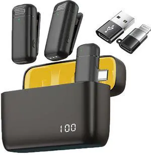2 Pcs 3 in 1 Wireless Lavalier Microphones for iPhone iPad USB C Android Laptop with Charging Case, Clip on Lapel Mic Plug-Play Cordless Mini Mic for Video Recording Vlogging, YouTube, Interview 2 Pcs 3 in 1 Wireless Lavalier Microphones for iPhone iPad USB C Android Laptop with Charging Case, Clip on Lapel Mic Plug-Play Cordless Mini Mic for Video Recording Vlogging, YouTube, Interview