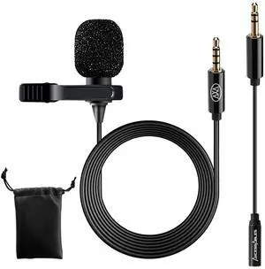Lavalier Microphone with 3.5mm TRRS Cable & TRS Adapter Omnidirectional Clip On Lapel Mic for iPhone Android Camera Laptop Wired Condenser Microphone for YouTube Podcast Interview Lavalier Microphone with 3.5mm TRRS Cable & TRS Adapter Omnidirectional Clip On Lapel Mic for iPhone Android Camera Laptop Wired Condenser Microphone for YouTube Podcast Interview