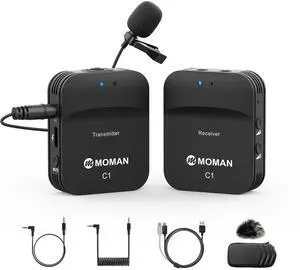 Wireless Lavalier Microphone, 2.4GHz Compact Wireless Lapel Mic System with Noise Cancellation Transmission 8H Battery Life for DSLR Cameras/Smartphone/Tablet/Live Streaming (C1 Solo) Wireless Lavalier Microphone, 2.4GHz Compact Wireless Lapel Mic System with Noise Cancellation Transmission 8H Battery Life for DSLR Cameras/Smartphone/Tablet/Live Streaming (C1 Solo)